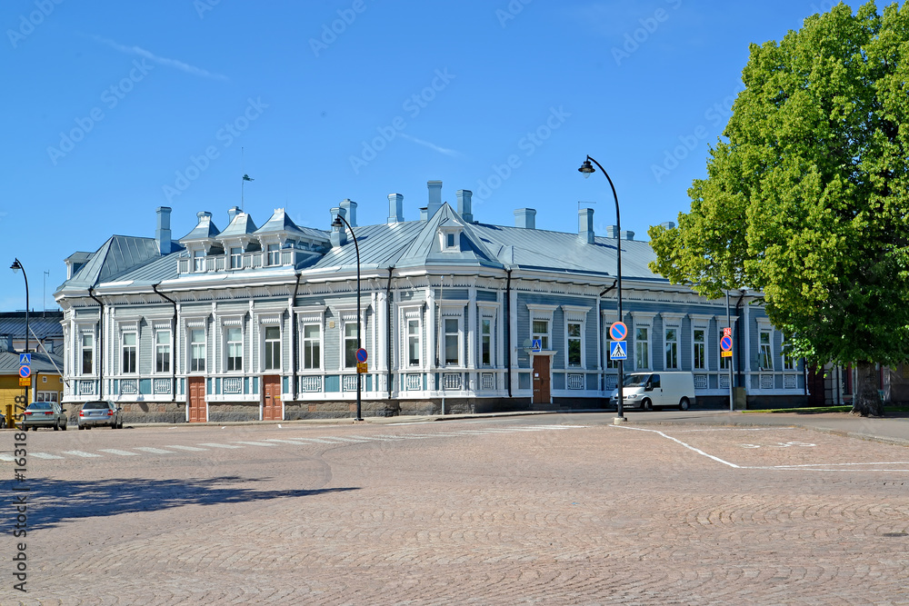 Fototapeta premium The house mansion of a sort Aladinykh on the central square. Hamina, Finland