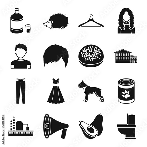 Atelier, appearance and other web icon in black style.architecture, food, clothing icons in set collection.