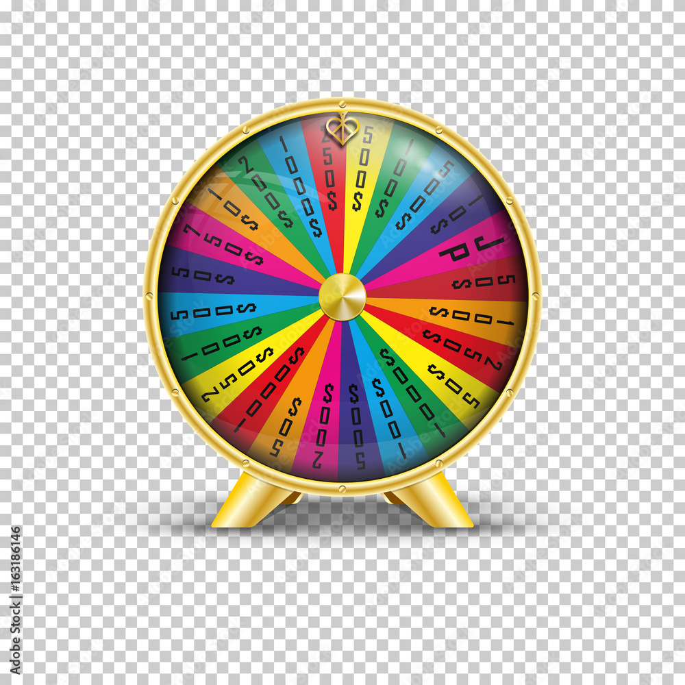 Realistic vector illustration of a wheel of fortune on a transparent background. Realistic vector illustration of a wheel of fortune on a transparent background.