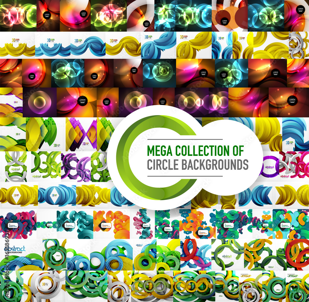 Fototapeta premium Mega collection of vector abstract circle backgrounds