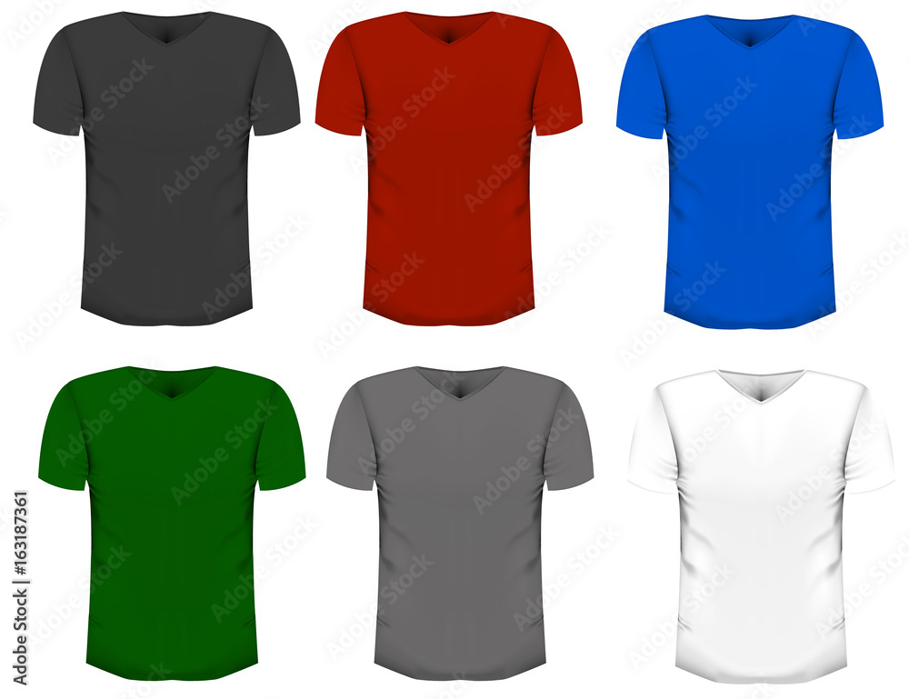 Set of realistic t-shirts on a white background. Isolated vector illustration. Set of realistic t-shirts on a white background. Isolated vector illustration.