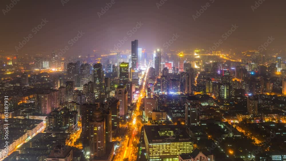 Time lapse of cityscape at night of nanjing,china Time lapse of cityscape at night of nanjing,china
