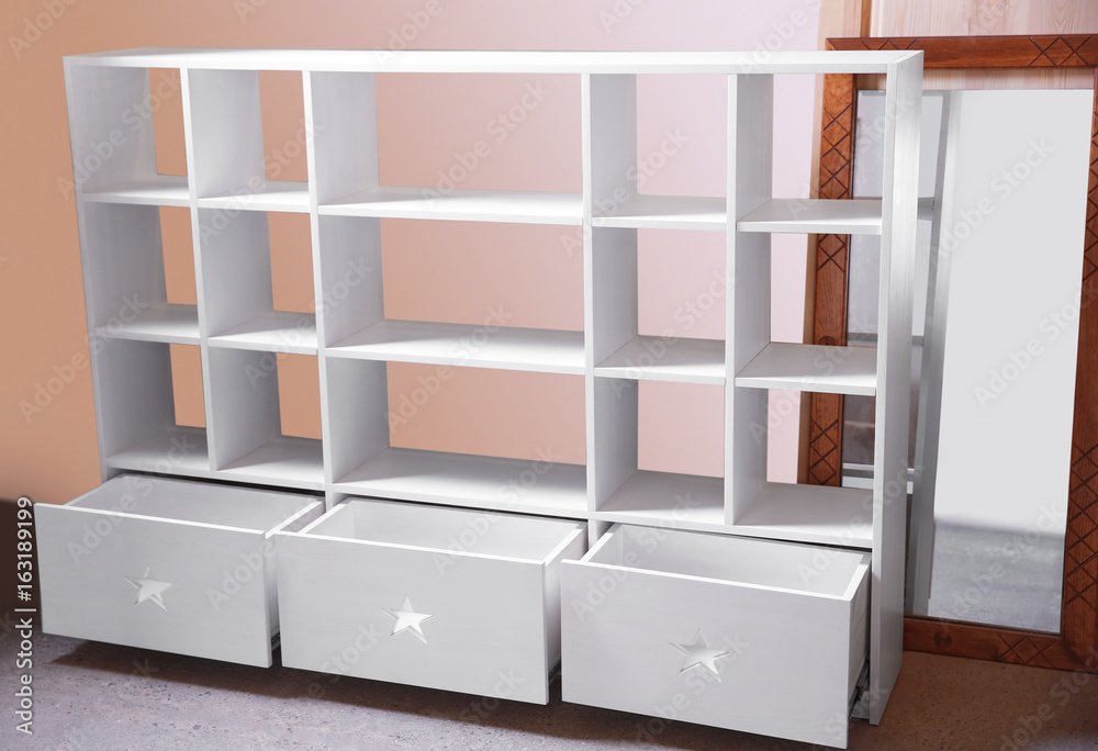 Wall unit made by carpenter in workshop Wall unit made by carpenter in workshop