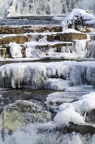 Waterfalls,ice and snow on the Mississippi River in Almonte, Ontario,Canada