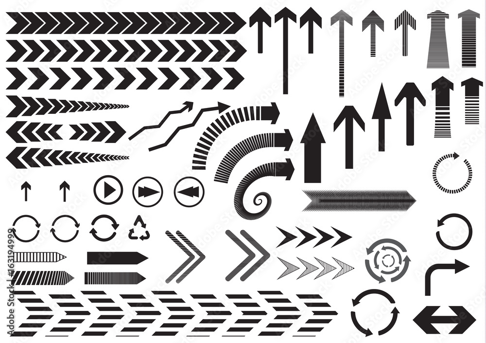 Fototapeta premium Set of black arrows on white background