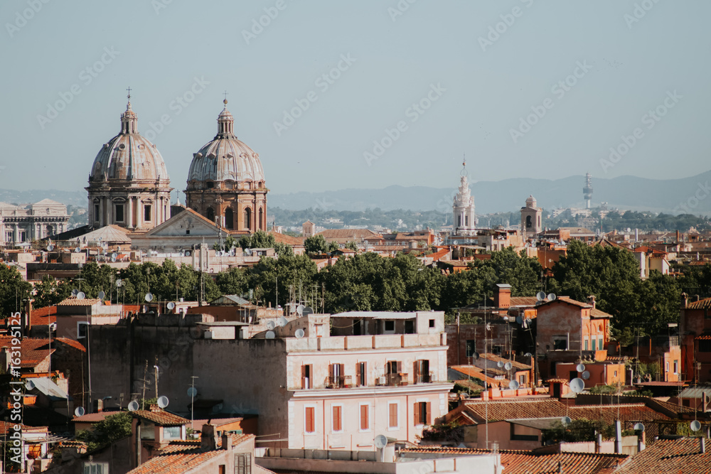 Aerial view to Rome city. Italy, Europe