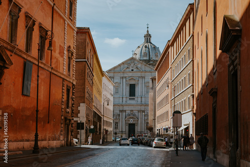 Street in Rome at summer daytime. Italy, Europe