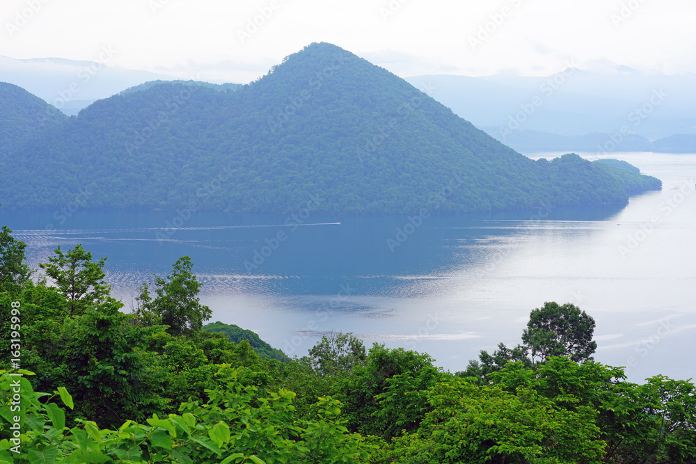 The Lake Toya caldera in the Shikotsu-Toya National Park in Hokkaido, Japan 