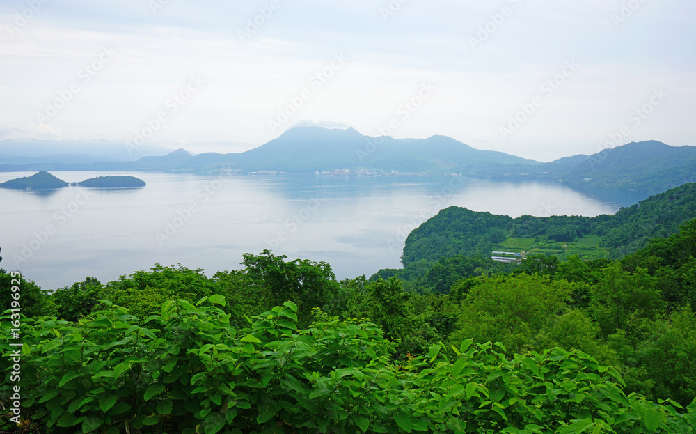 The Lake Toya caldera in the Shikotsu-Toya National Park in Hokkaido, Japan 