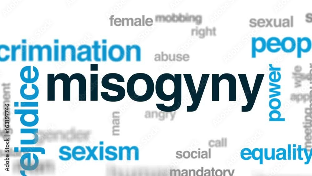 Misogyny animated word cloud, text design animation. Misogyny animated word cloud, text design animation.