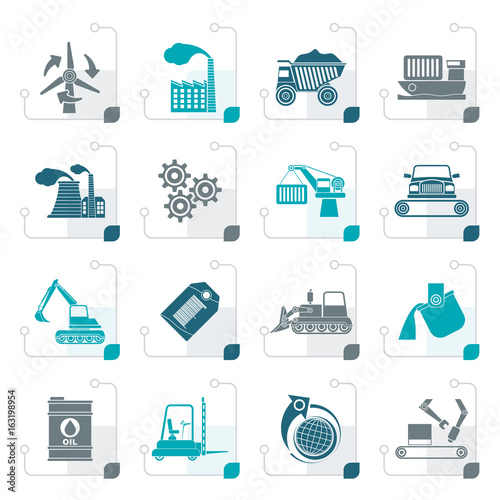 Stylized different kind of business and industry icons - vector icon set