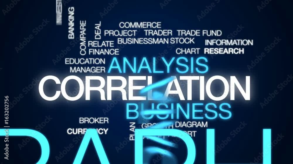 Correlation animated word cloud, text design animation.