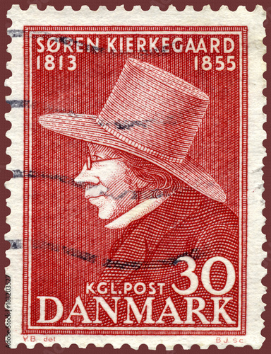 Soren Kierkegaard Existentialist Philosopher on Danish Postage Stamp photo