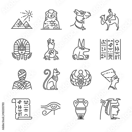 Papier peint Egypt line icon set