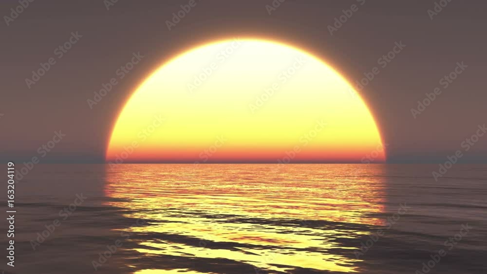 4k Big Sun Rise Over Ocean,Sunrise Time Lapse.