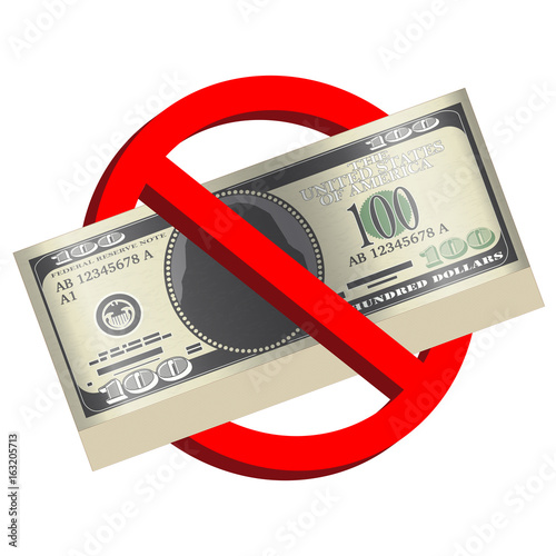 100 usd banknote vector in prohibition sign
