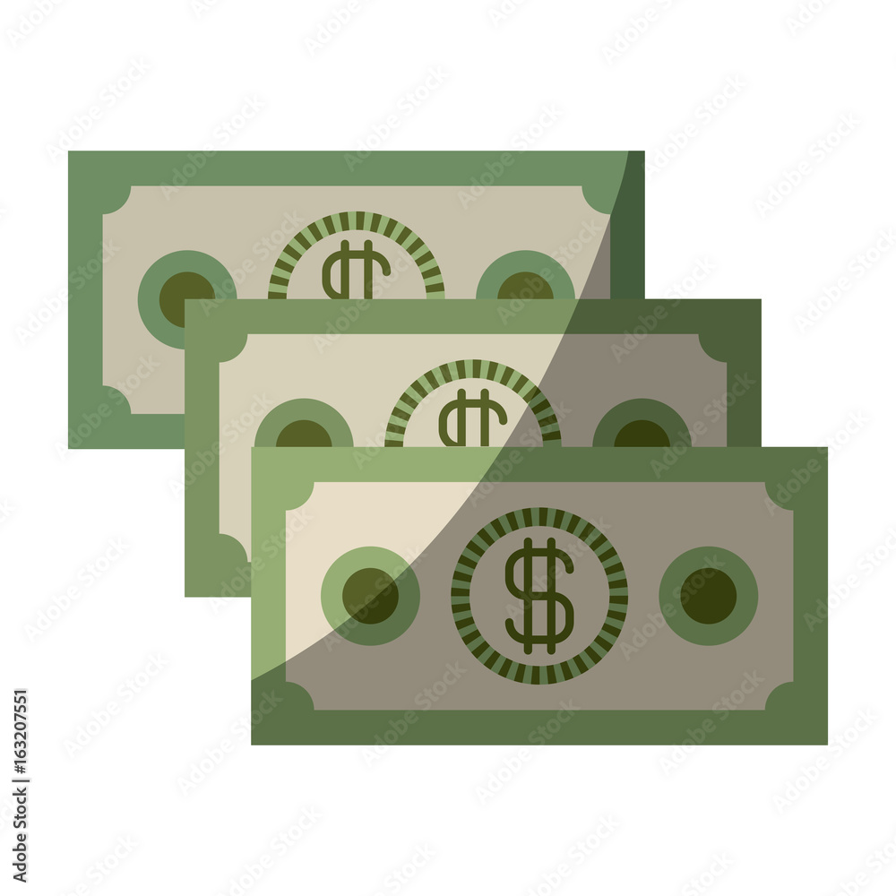 colorful silhouette of money bills set with half shadow vector illustration colorful silhouette of money bills set with half shadow vector illustration