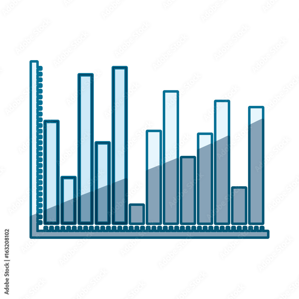 blue shading silhouette of statistical graphs bars vector illustration
