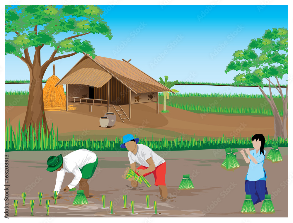 Obraz premium lifestyle of farmer vector design