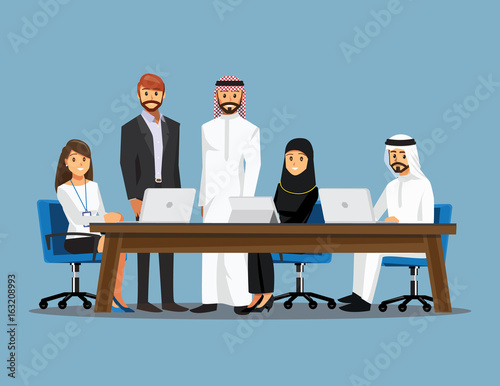 Business People Having Board Meeting,Vector illustration cartoon character