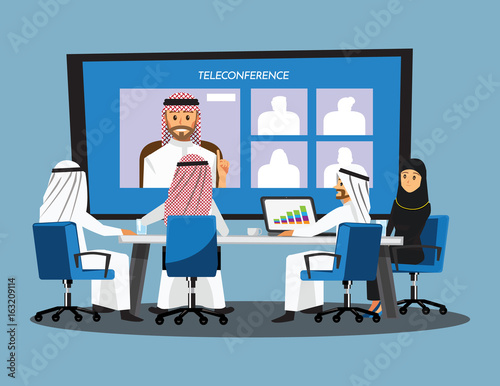 Business People Having Board Meeting,Vector illustration cartoon character