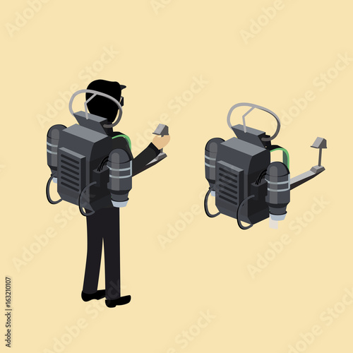 isolated isometric jetpack 