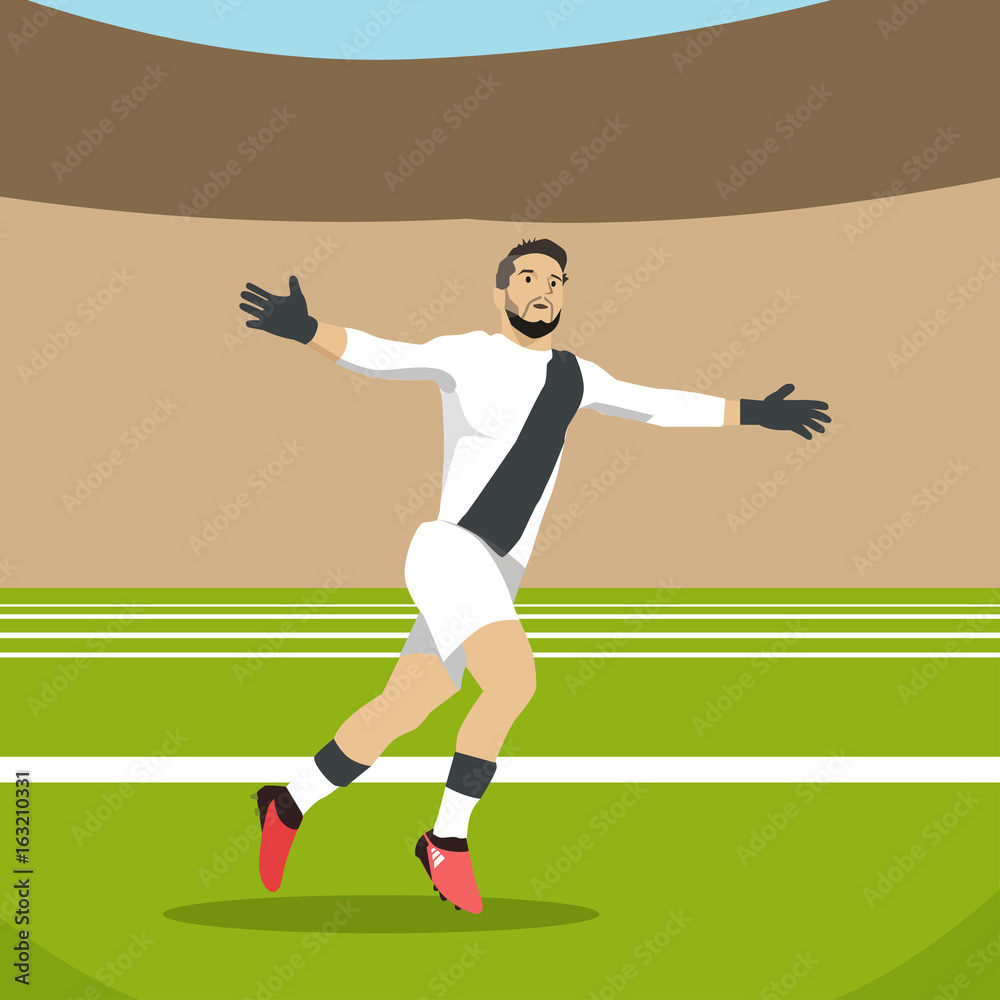 Obraz premium celebration football player flat illustration