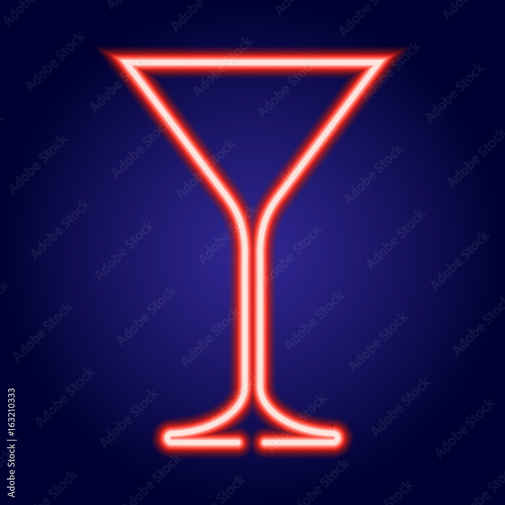 martini glass glowing red neon of vector illustration Stock Vector