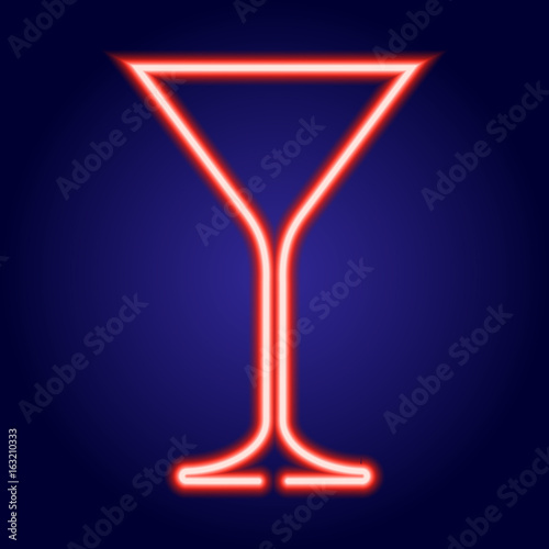 martini glass glowing red neon of vector illustration