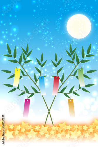 背景素材壁紙,七夕飾り,祭り,伝統,短冊,笹の葉,初夏,星屑,天の川,