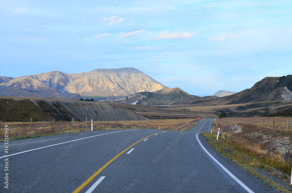 Road across the Southern Alps in New Zealand