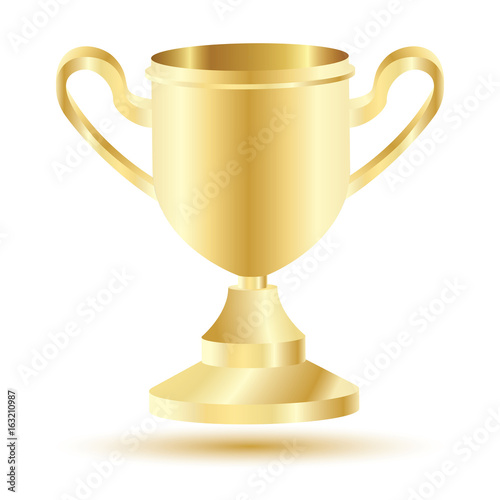 Golden Winner Cup Isolated on White Background.