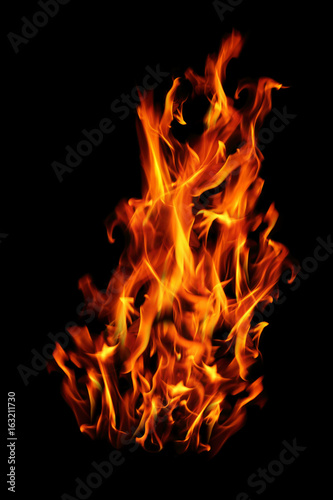 burning fire isolated on black