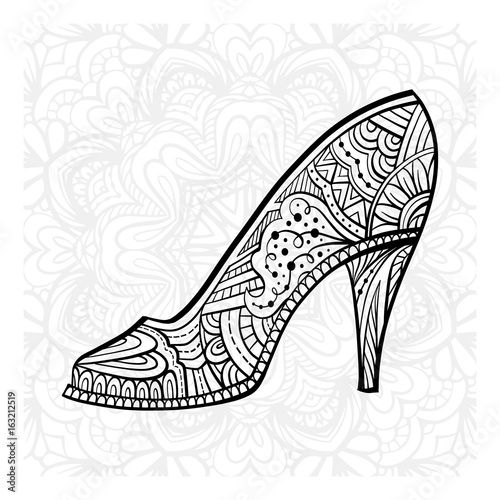 Black and white high heel shoe doodle 