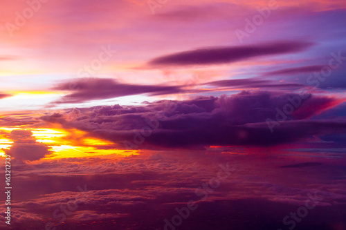 sunset over the twilight cloud and sky background,colorful dramatic sky