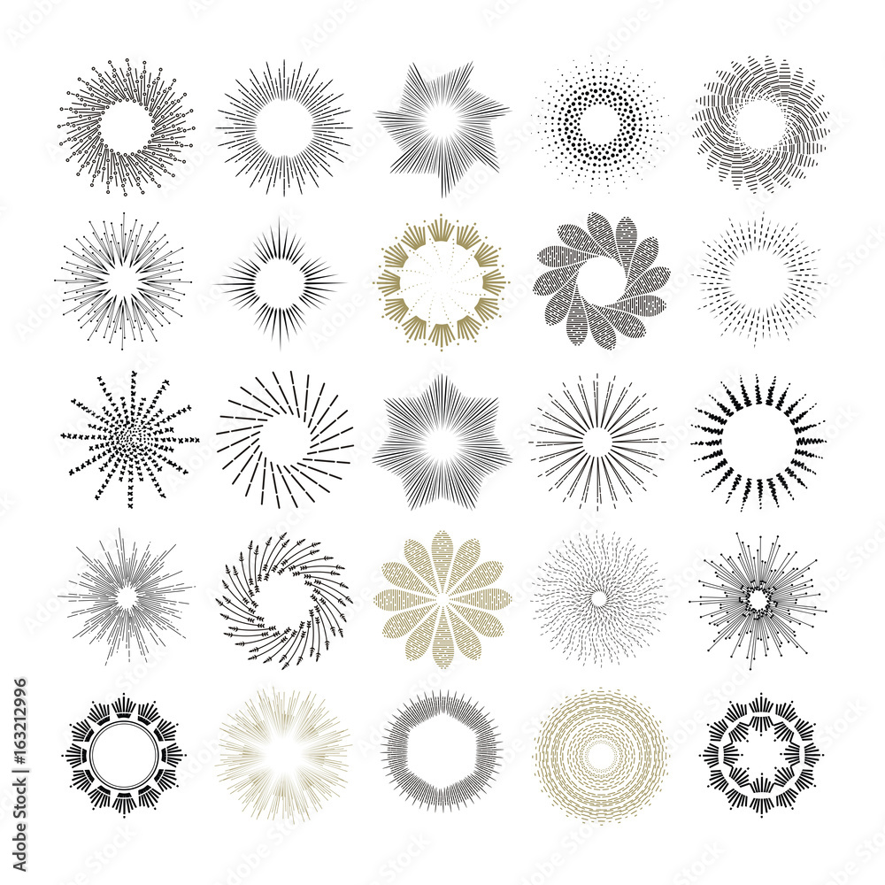 Rays and starburst design elements Rays and starburst design elements