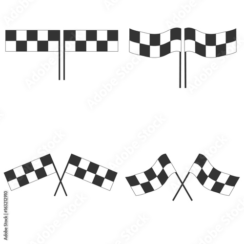 Sport flag for competition race. Black and white checkered auto racing flags