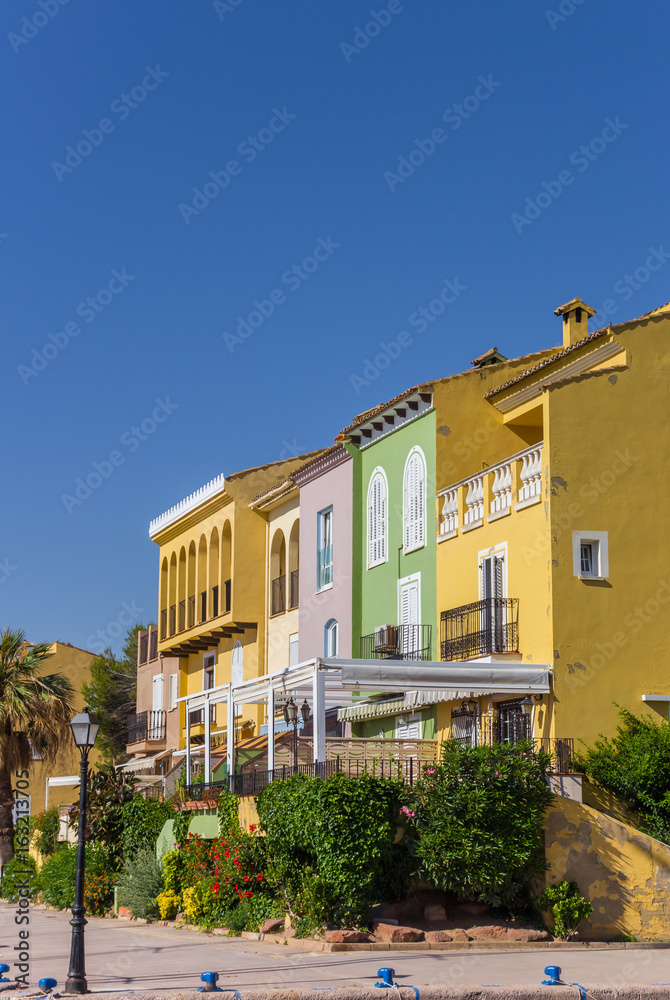 Colorful houses of Port Saplaya in Valencia