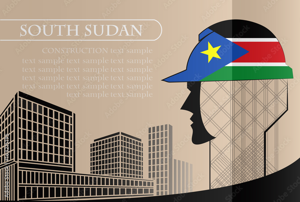 Naklejka premium Building logo made from the flag of South Sudan ,construction working industry concept. Vector illustration