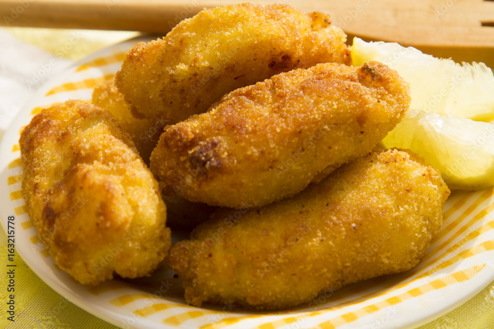 Plate of stuffed croquettes