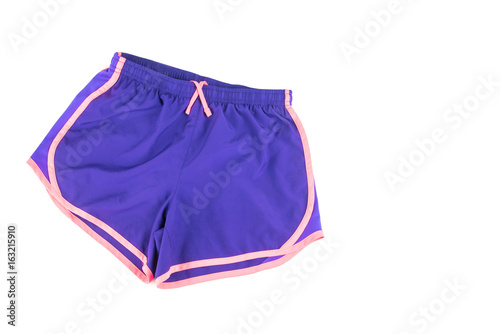 Female workout shorts on a white background.