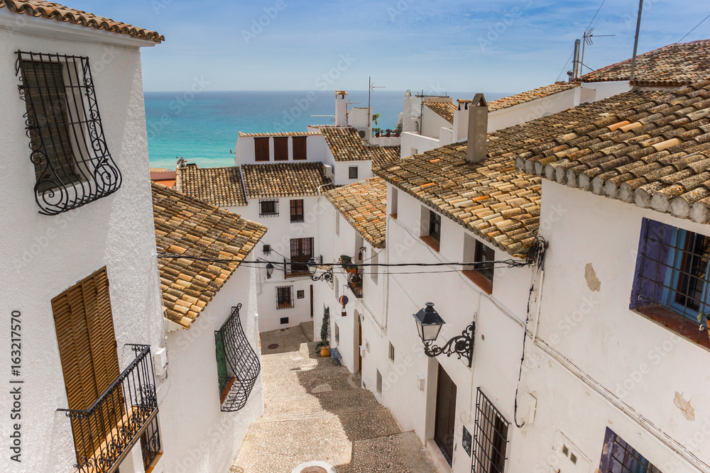 White houses in the historic center of Altea