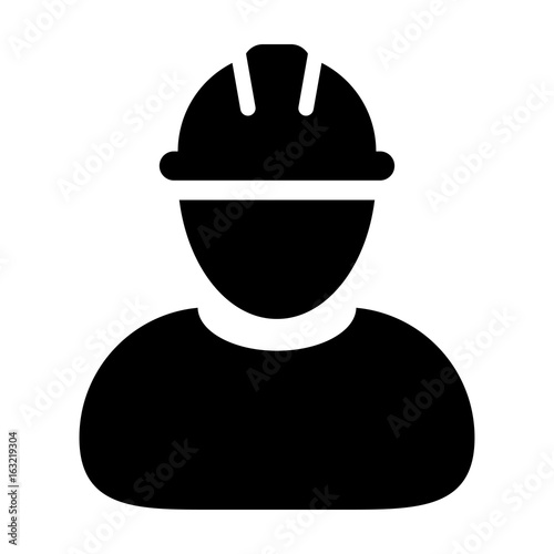 Construction Worker Icon Vector Person Profile Avatar in Glyph Pictogram illustration