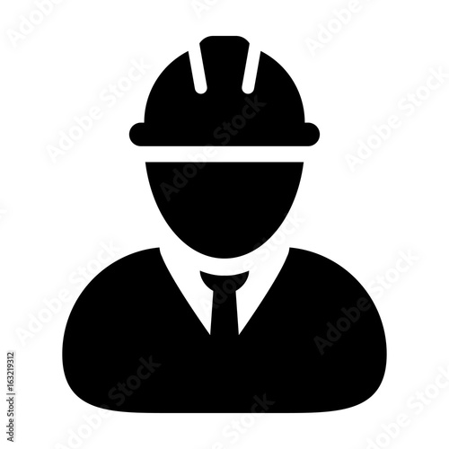 Construction Worker Icon Vector Person Profile Avatar in Glyph Pictogram illustration