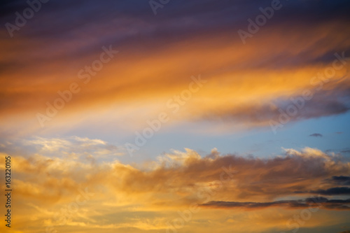 Beautiful stormy sunset sky. Cloudy abstract background. © es0lex