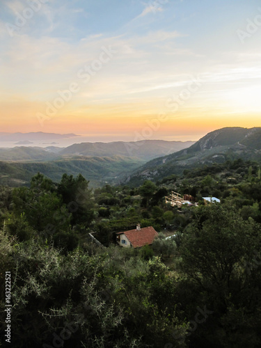 House in the countryside and mountain view in Gocek, Turkey