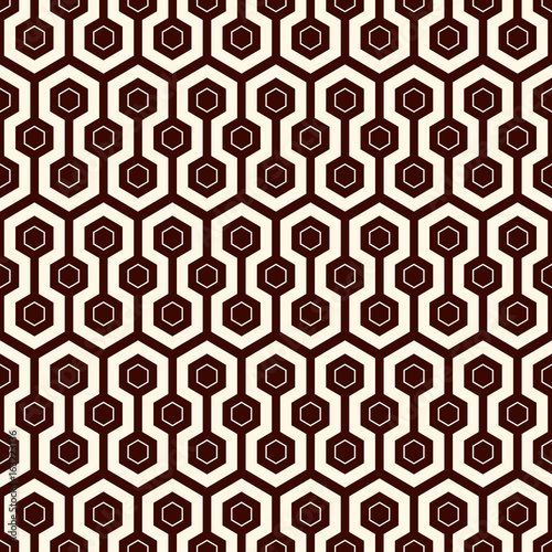 Honeycomb grid background. Outline repeated hexagon wallpaper. Seamless surface pattern with classic geometric ornament.