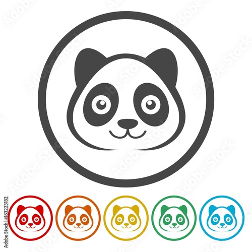 Panda head icons set - vector illustration 