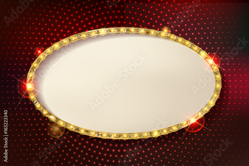 Marquee stylish oval frames with light bulbs.