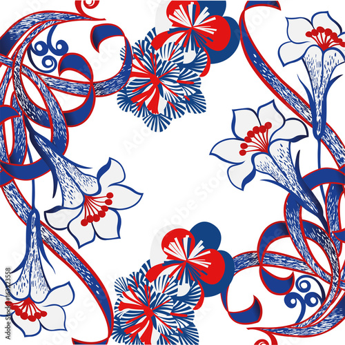 Cute pattern in flower. Plenty colorful flowers. White background. Ditsy floral background. The elegant the template for fashion prints.